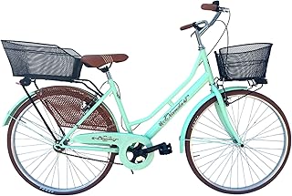 MADICKS Bicicletta Donna da Passeggio Olanda Misura 26 Bici da città Vintage retrò con Cestino Turchese