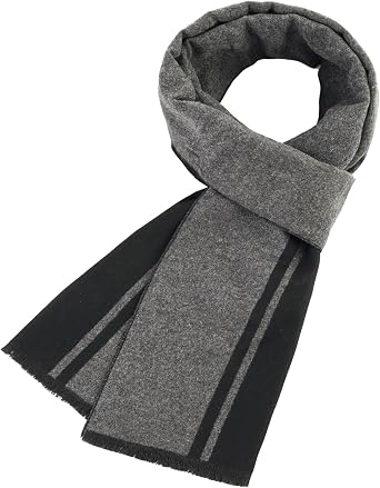 Mens Winter Scarf Cashmere Feel Warm Scarves Long Plaid Tassel Scarf for Men