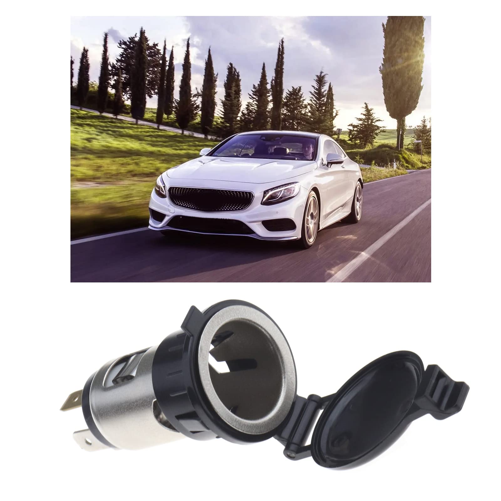 2 Prese Accendisigari Universali 12-24V Con Coperchio – Per Auto, Moto, Camper, Barca – Foro 27mm - 3