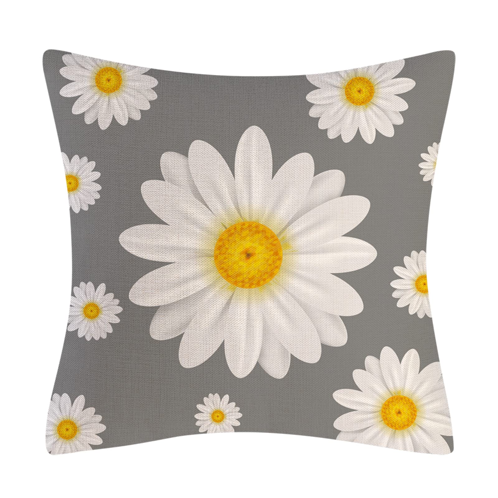 Set di 4 federe per cuscino a forma di margherita, in lino, 40 x 45 cm, per divano letto, casa, auto, giardino, idea regalo (grigio)