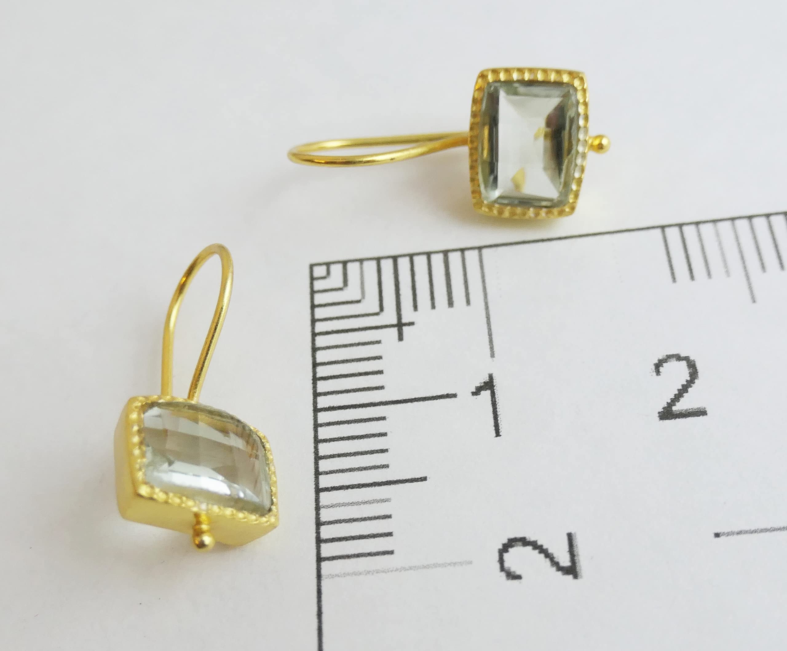 Grüner Amethyst Ohrringe 925 Sterling Silber vergoldet