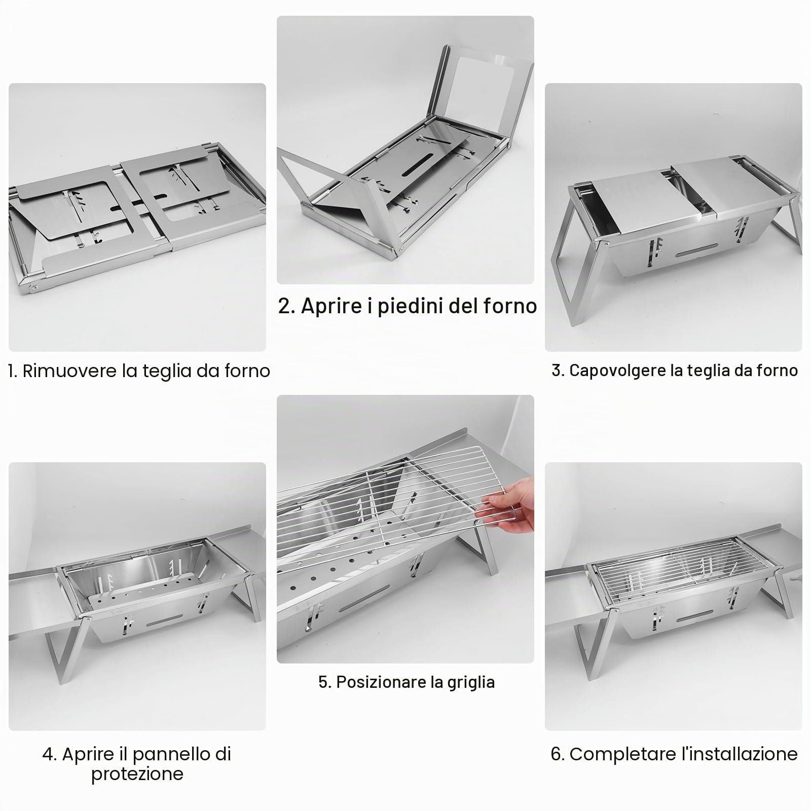 Griglia portatile a carbonella pieghevole, piccola griglia per barbecue, leggera, in acciaio inox, con borsa per il trasporto, per esterni, campeggio, cucina, picnic, patio, viaggi, 43 x 22,8