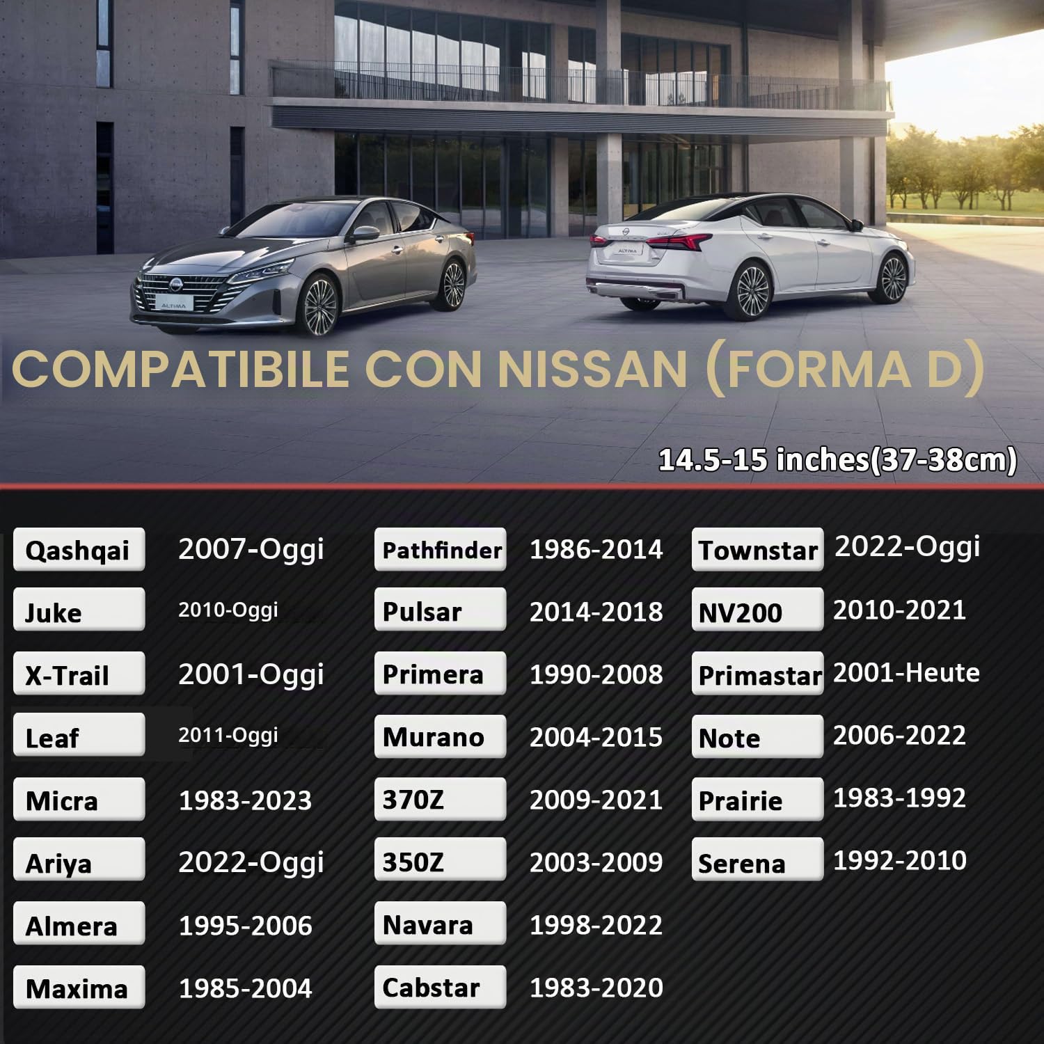 GIANT PANDA Coprivolante per Nissan, a forma di D, per Qashqai,Juke​,X-Trail,Leaf​(nero, misura standard)