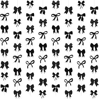 Bow Birthday Decortions Black Bow Party Decorations Black Bow Banner Garland Decor for Girls Women Baby Shower Bridal Wedding Bachelorette Bow Theme Party Supplies