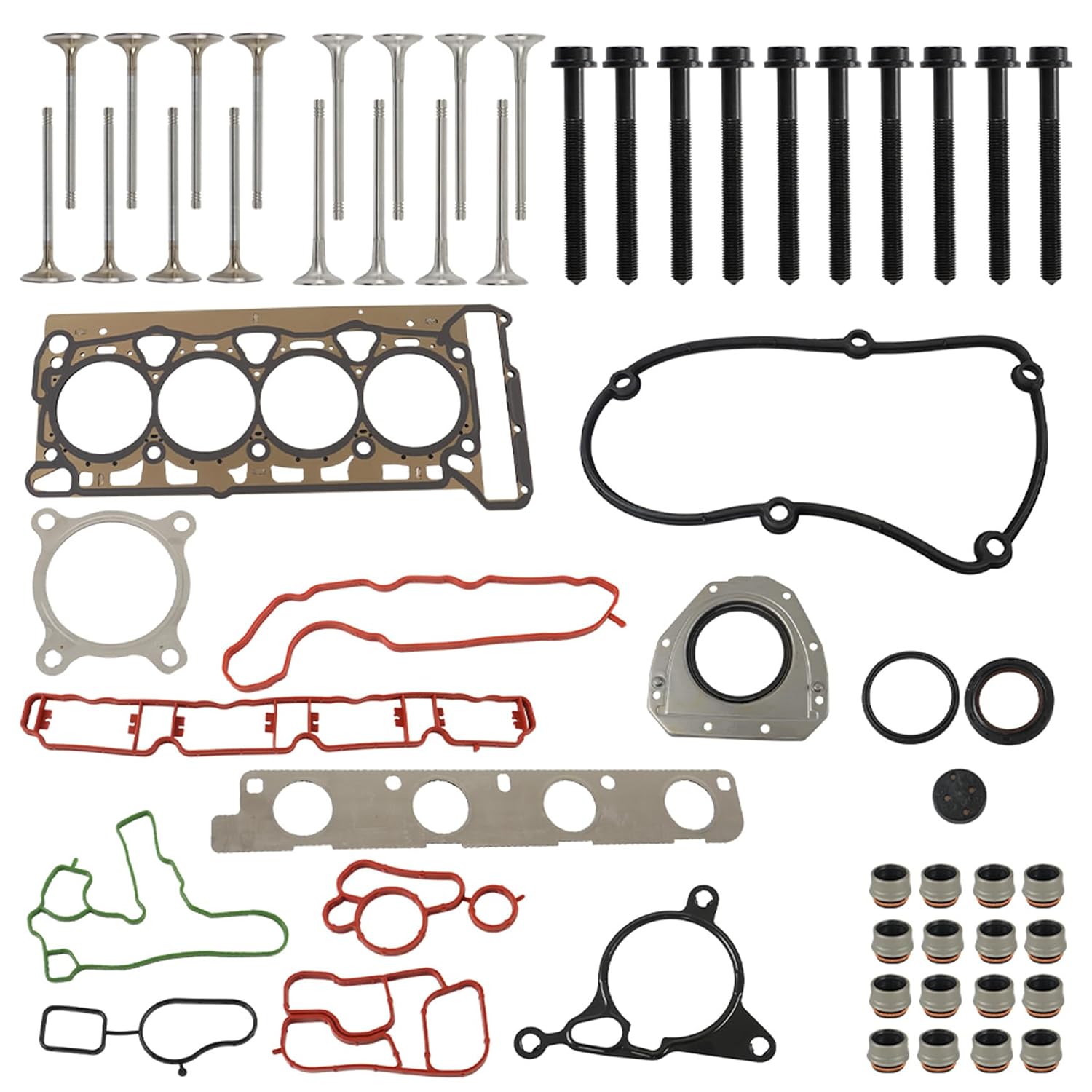 Silscvtt Head Gasket Valves Bolts Kit Replacement for EOS Jetta Passat CC GTI A4 2.0 TSI 06J198401D