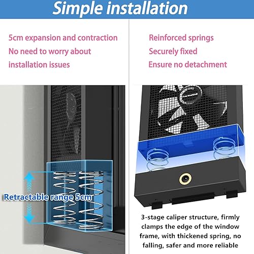 Miniatura 2 de Ventilador de escape retráctil para ventanaSin necesidad de perforar agujeros, instalación incrustadaVentilador de escape para ventana de dormitorio