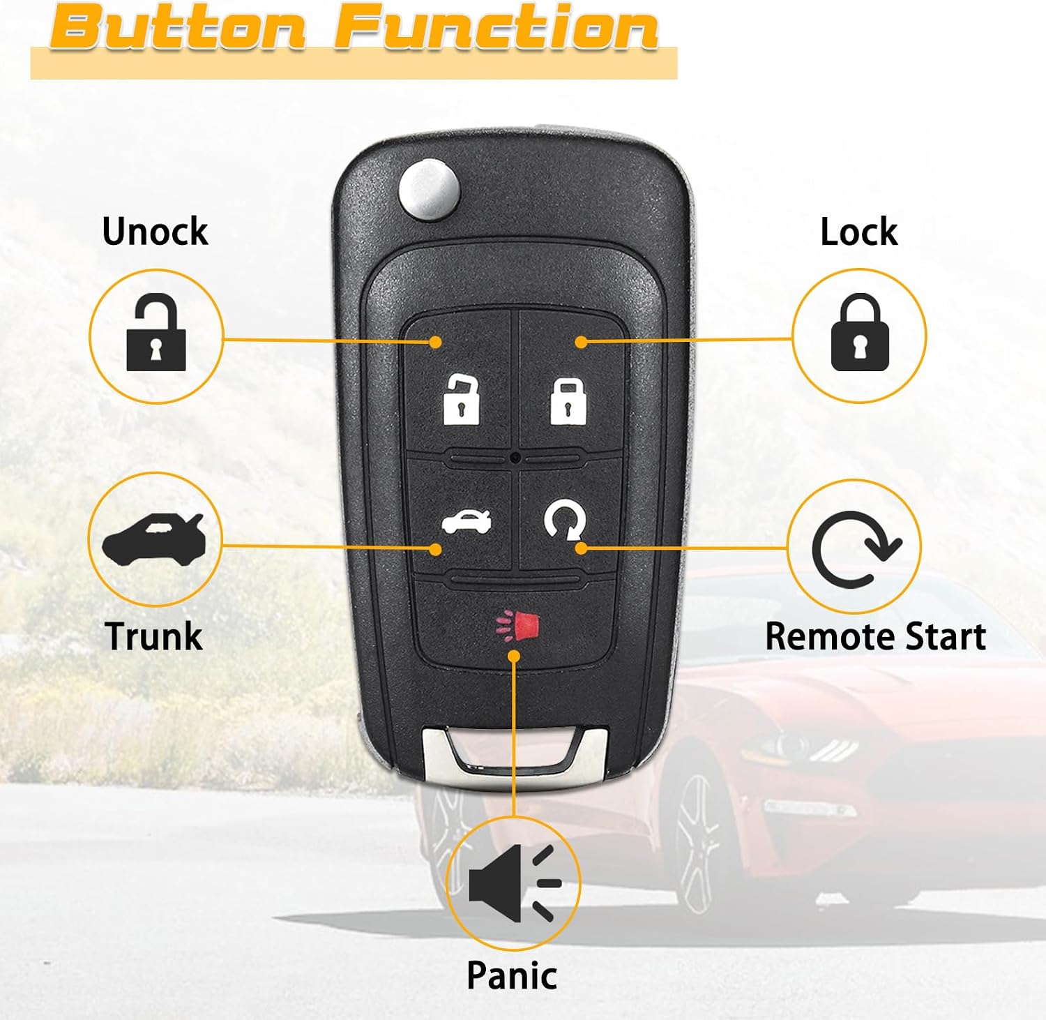 Flip Car Key Fob for 2010-2019 Chevy Camaro Equinox Cruze Impala | 2014-2016 Malibu Sonic/2010-2021 GMC Terrain OHT01060512 V2T01060512