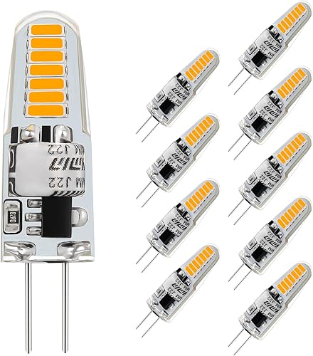 VALUCKY Bombilla LED G4, bombilla LED de 12 V 1.24 W, equivalente a bombilla halógena de 20 W, luz blanca diurna de 6000 K, cuentas de lámpara LED