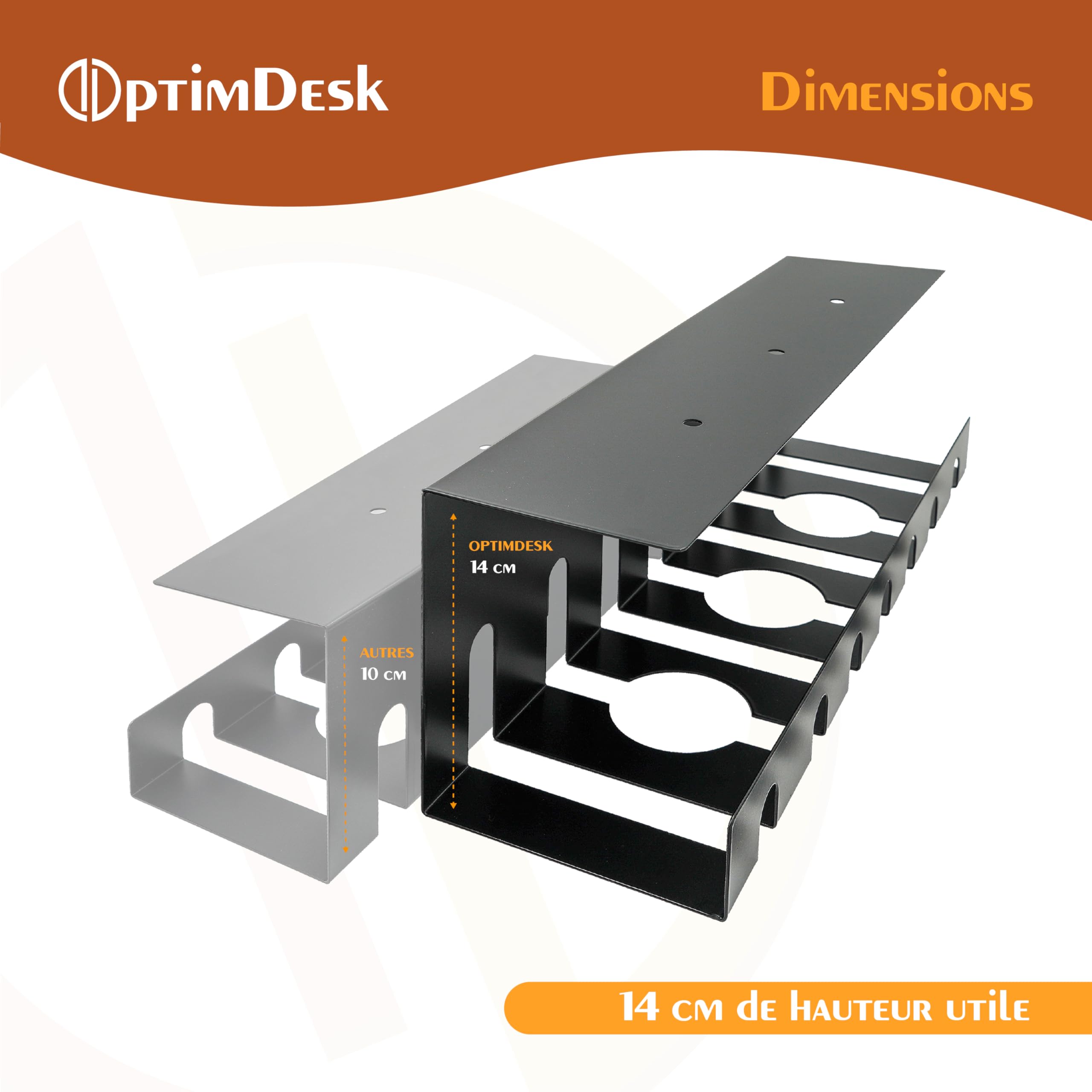Cavo da scrivania alto + kit accessori – gestione cavi, alimentazione, multipresa – 2 portacavi e accessori – facile installazione – a casa o al lavoro