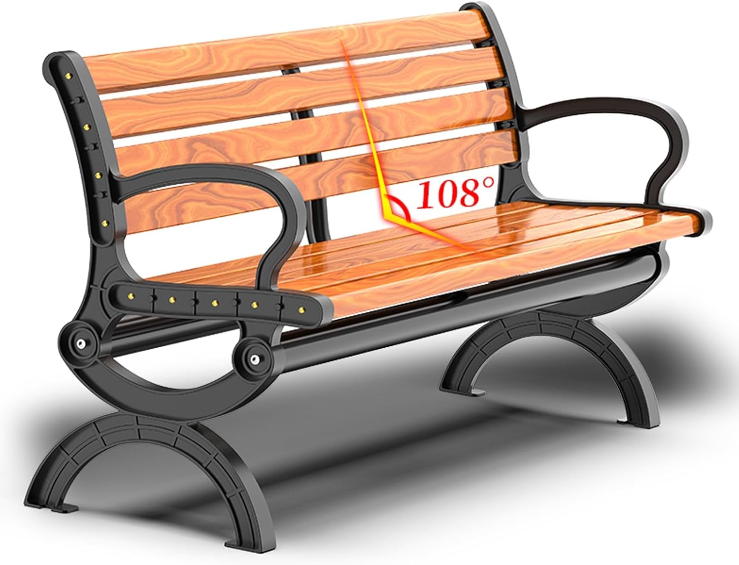 Rust-Proof Metal Patio Bench, Outdoor Garden Loveseat with Handles, Durable Yard Furniture for Porch, Park, and Patio (Size: 120cm/27.3in)