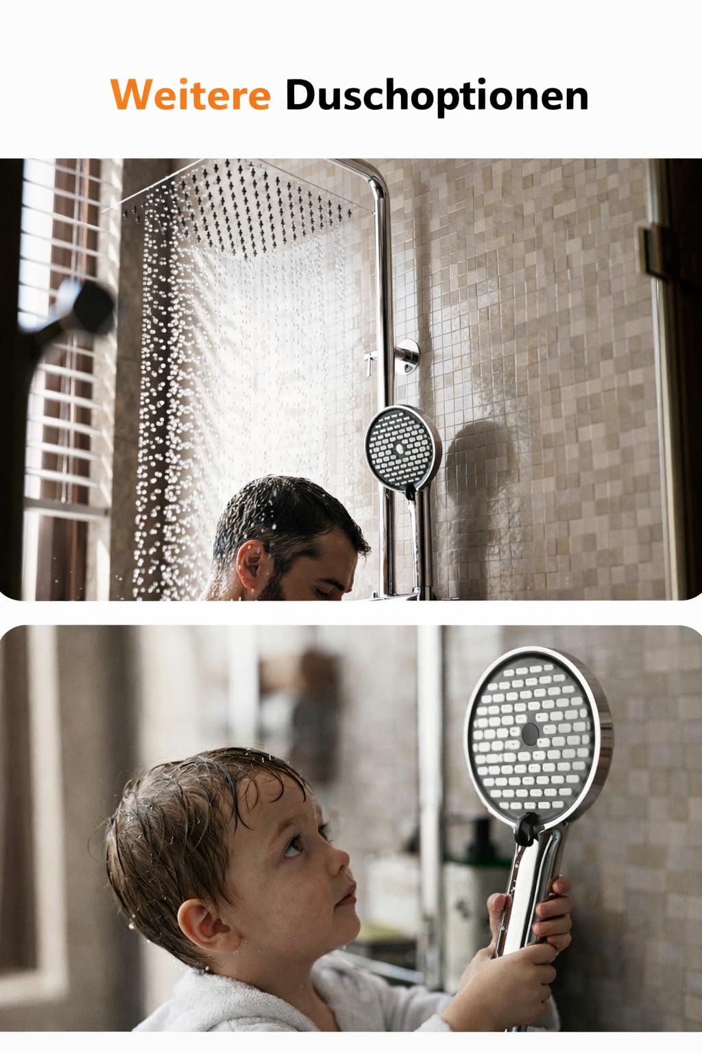 Cobbe Thermostatische Duscharmatur mit 12" eckiger Regendusche, 20" höhenverstellbarer Schienensatz, 6-Modus-Handbrause, 1,5m Schlauch, Dreifach-Wasserauslasssteuerung (Chrom)