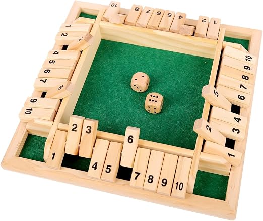 WUDLY® Wooden Shut The Box Game | 4 Player Board Game with Dice | Educational Ma