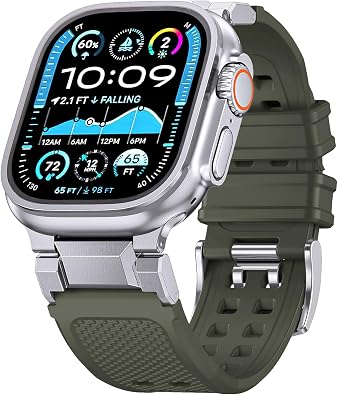 Ultra Watch Band Compatible with Apple Watch Ultra2/Ultra Band 49mm 46mm 45mm 44mm for Men, Silicone band for Apple Watch Ultra iWatch Series 10/9/8/7/6/5/4