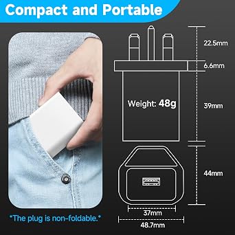 DC 5V 2A 10W USB Wall Charger with 10ft/3M USB C Cable, AC Adapter for Type-C Enabled Home Security Cameras, Power Charging & Power Supply for More USB-C Devices-White