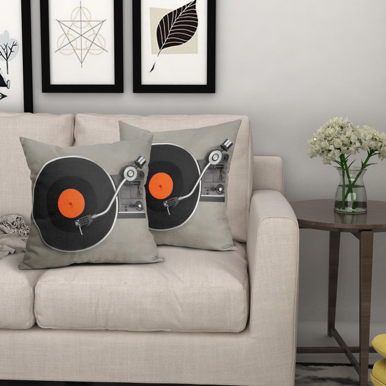 Retro Vinyl Record Throw Pillow Cover – 18x18 Inch Vintage Music Decor Pillowcase For Couch & Bed