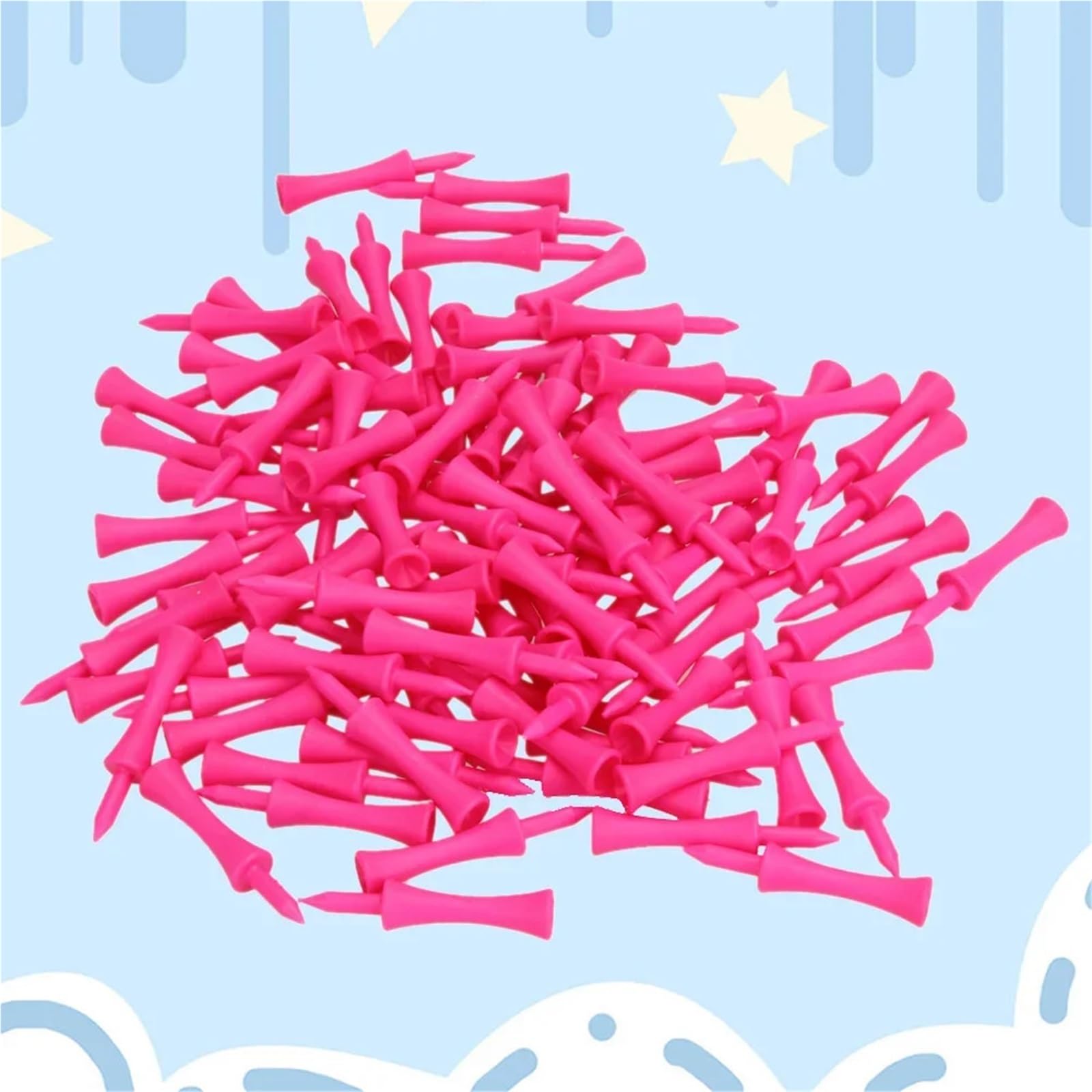 Golf-Tees | 100 Burgstufen-Stufen aus Kunststoff in Rosa, Höhe 39 mm
