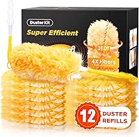 Vista 1 de Recargas de plumero resistentes para Swiffer Duster, 12 unidades de recarga de plumero con 1 mango, plumeros multisuperficie de 360° con 4