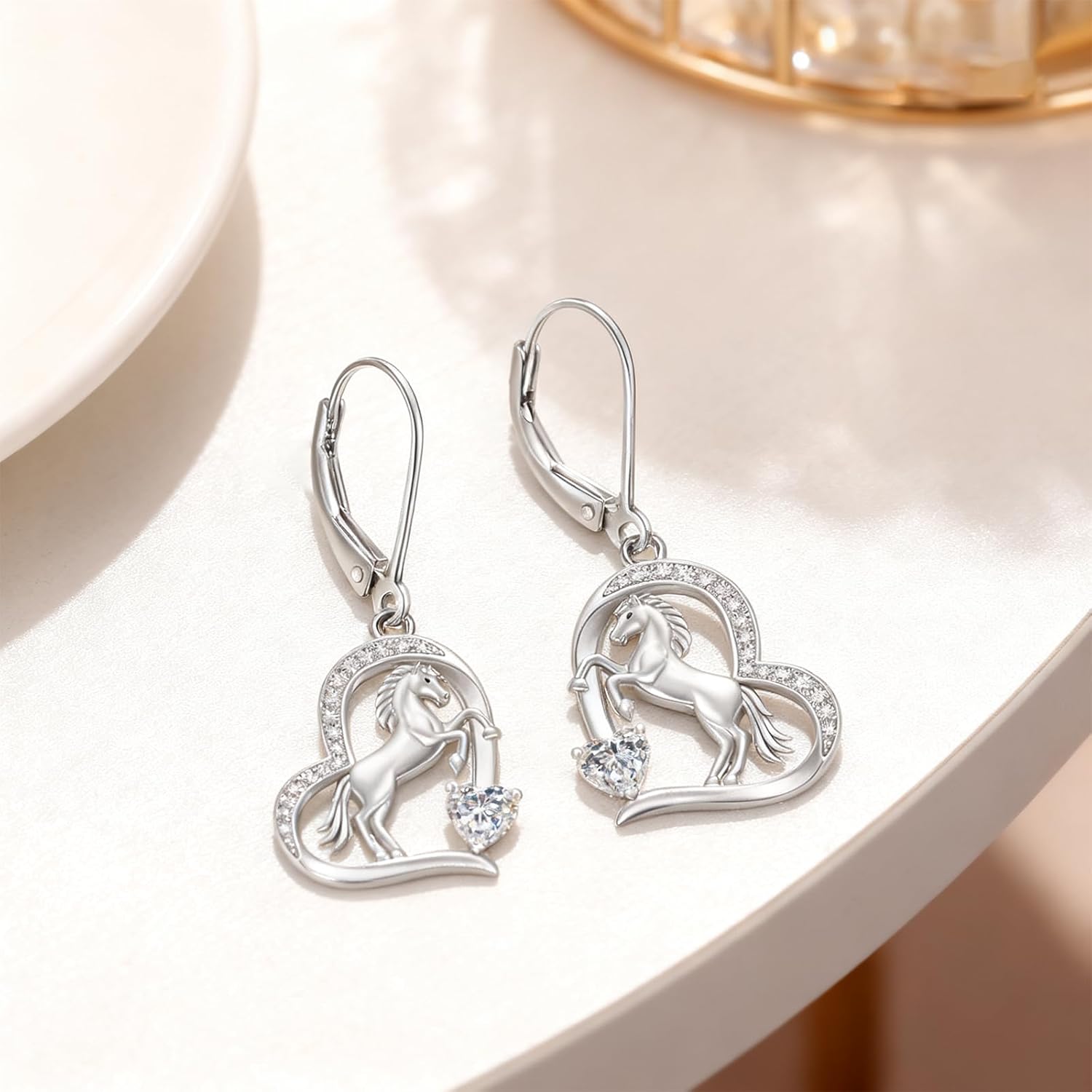 Horse Earrings for Women Sterling Silver Horse Jewelry Heart Dangle Earrings Cute Animal Lovers Mothers day Friendship Gift - Image 6