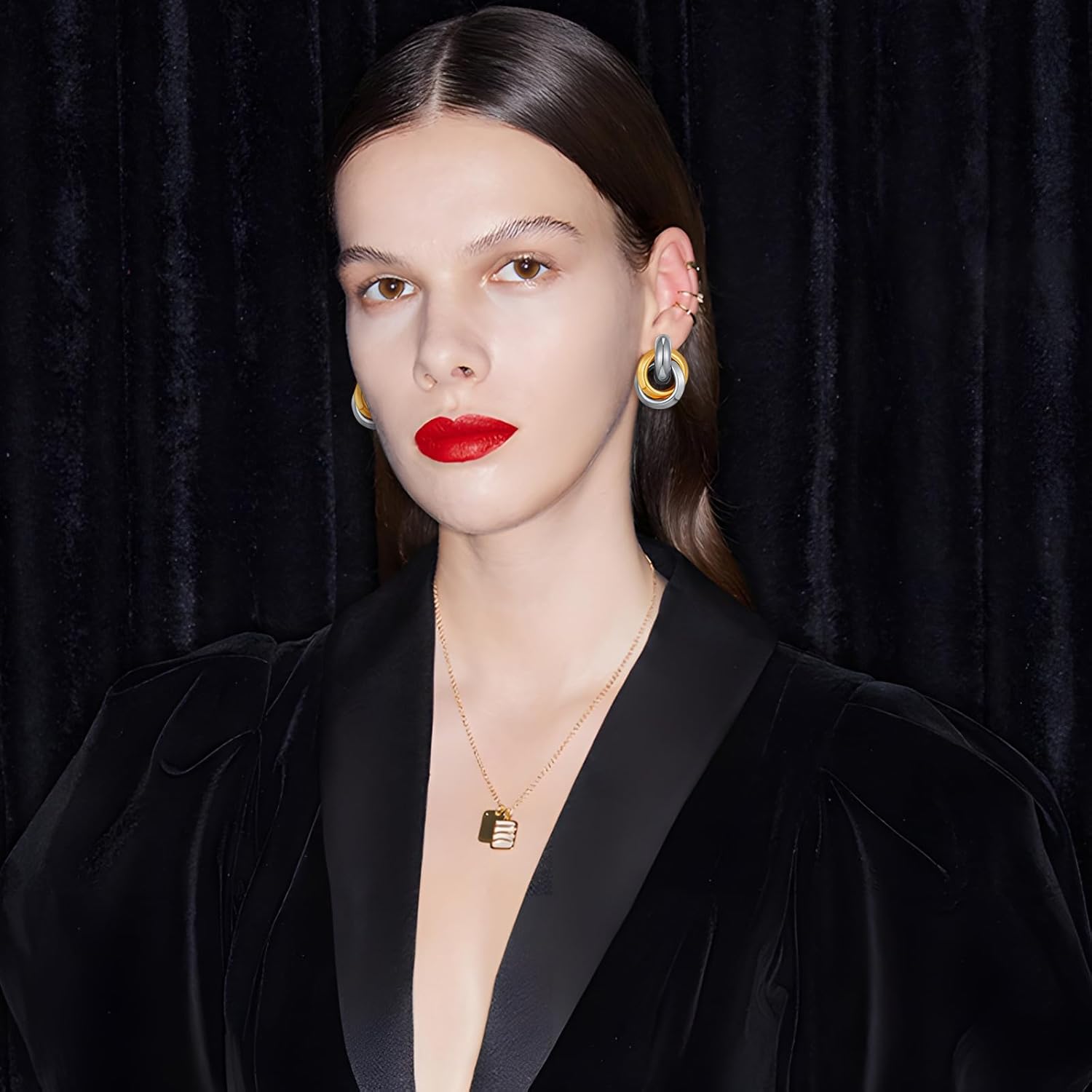 Gold Geometric Drop Dangle Earrings for Women Long Link Dangle Earrings Jewelry Gift - Image 5