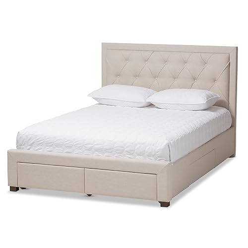 Baxton Studio Aurelie Modern and Contemporary Light Beige Fabric Upholstered