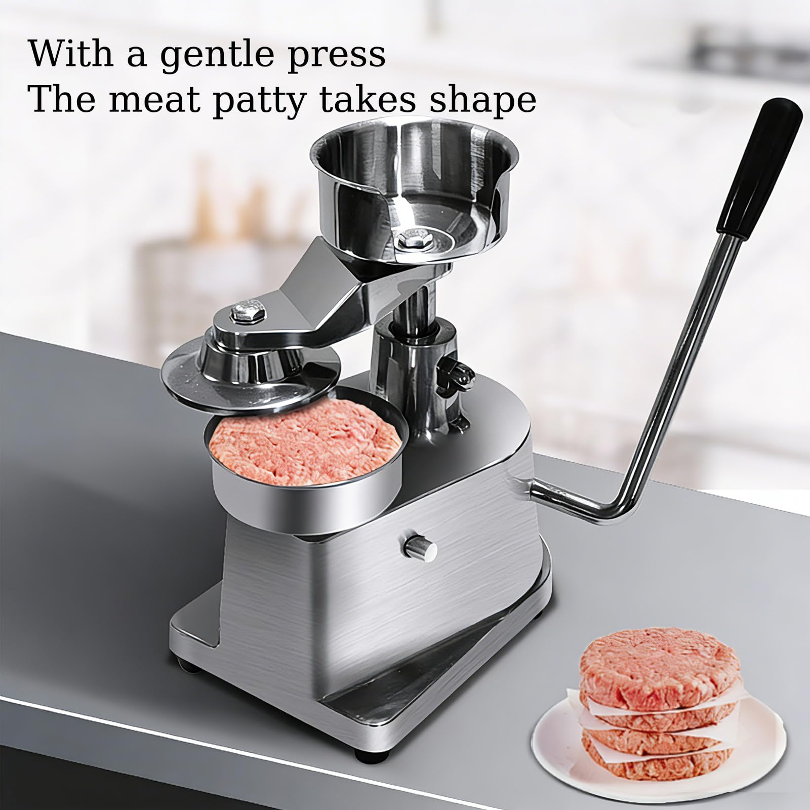 Burger Patty Maker - Komercyjna prasa do hamburgerów ze stali nierdzewnej z antypoślizgowym uchwytem do doskonałych pasztecików mięsnych