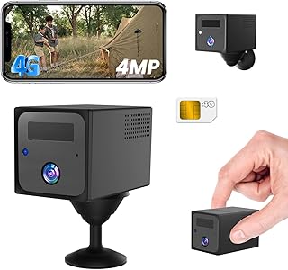 Camara Vigilancia SIM, UCOCARE 4G LTE Videovigilancia sin Internet con Tarjeta SIM, 4MP Mini Camara Vigilancia sin WiFi, Bateria 5200mAh, Detección Movimiento, Visión 160°, 4MP Vision Nocturna