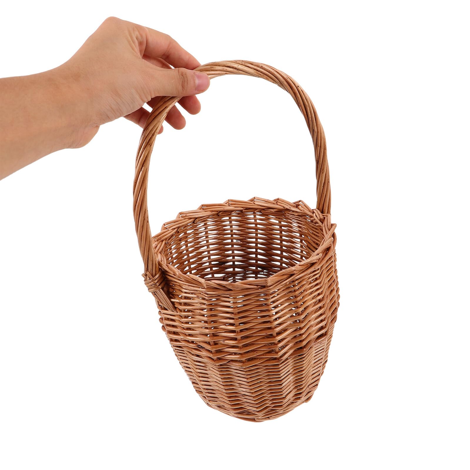SUPVOX Cestino Intrecciato in Vimini con Manico, Leggero e Artigianale, per Picnic All'aperto e Decorazioni Floreali dallo Stile Campagnolo