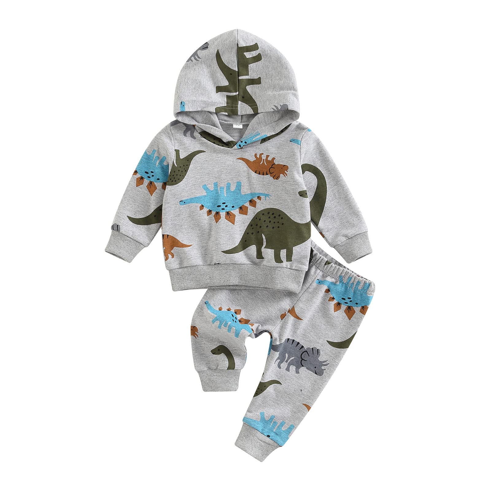 PanLidapanNewborn infant baby girl Boy tracksuit dinosaur long sleeve hooded sweatshirt hoodie trouser outfit clothes Set