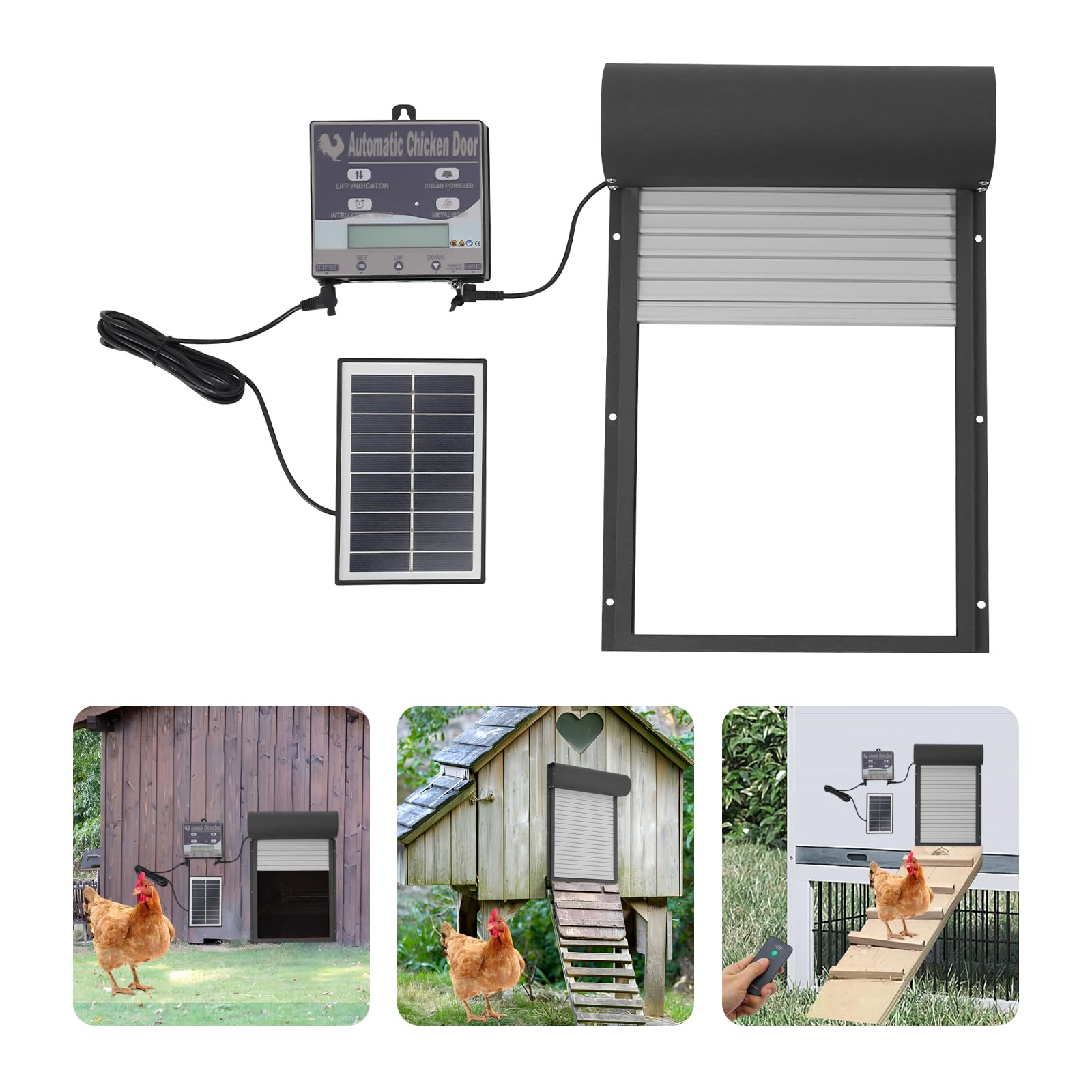 Hühnerklappe Automatisch Solar Batterie Groß Automatische Hühnerklappe Upgrade-Größe - Elektrische hühnertür mit Timer und Lichtsensor (Schwarz)