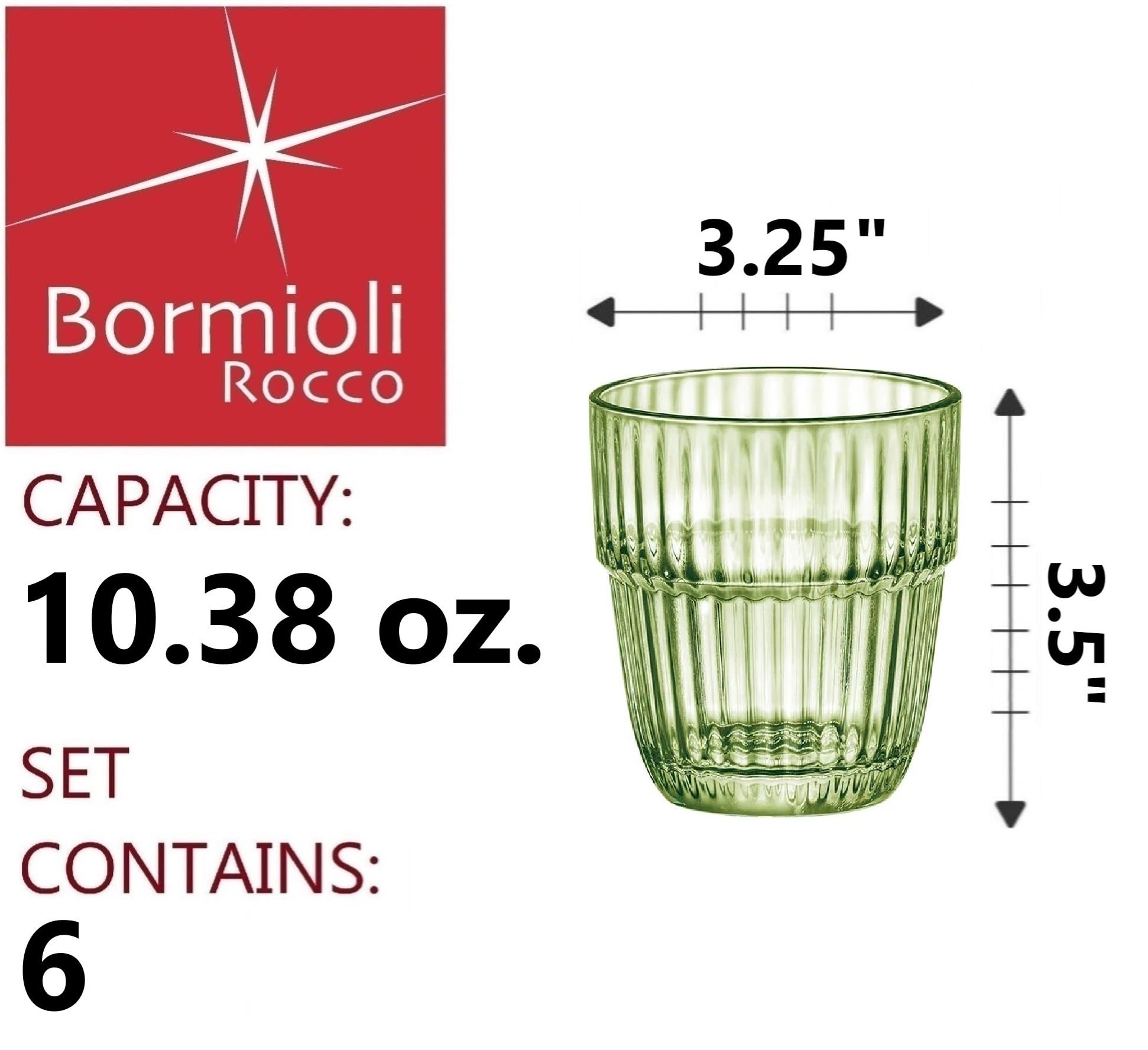 Bormioli Rocco Set di 6 bicchieri Barshine Rocks, Verde, 30,5 Cl