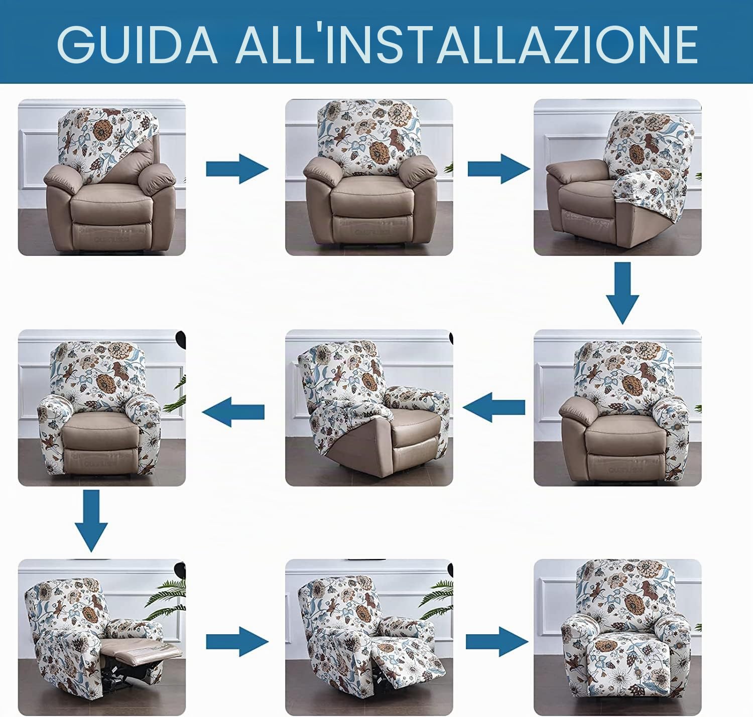 Copripoltrona reclinabile Fodera per Poltrona Fodera per Sedia reclinabile con Tasca Fodere per Poltrona reclinabili