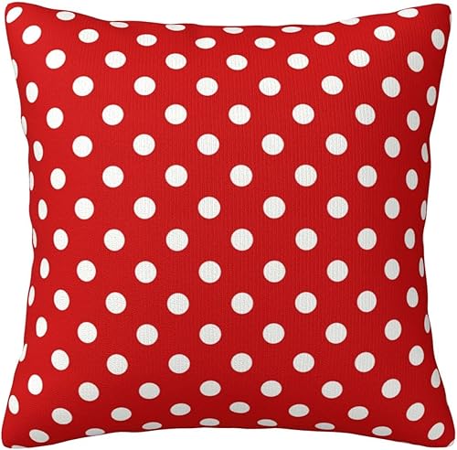 ZGVDVZ Fundas de almohada de lunares rojos y blancos de 18 x 18 pulgadas, fundas de almohada para exteriores, fundas de almohada para sofá ZGVDVZ Fundas de almohada de lunares rojos y blancos de 18 x 18 pulgadas, fundas de almohada para exteriores, fundas de almohada para sofá