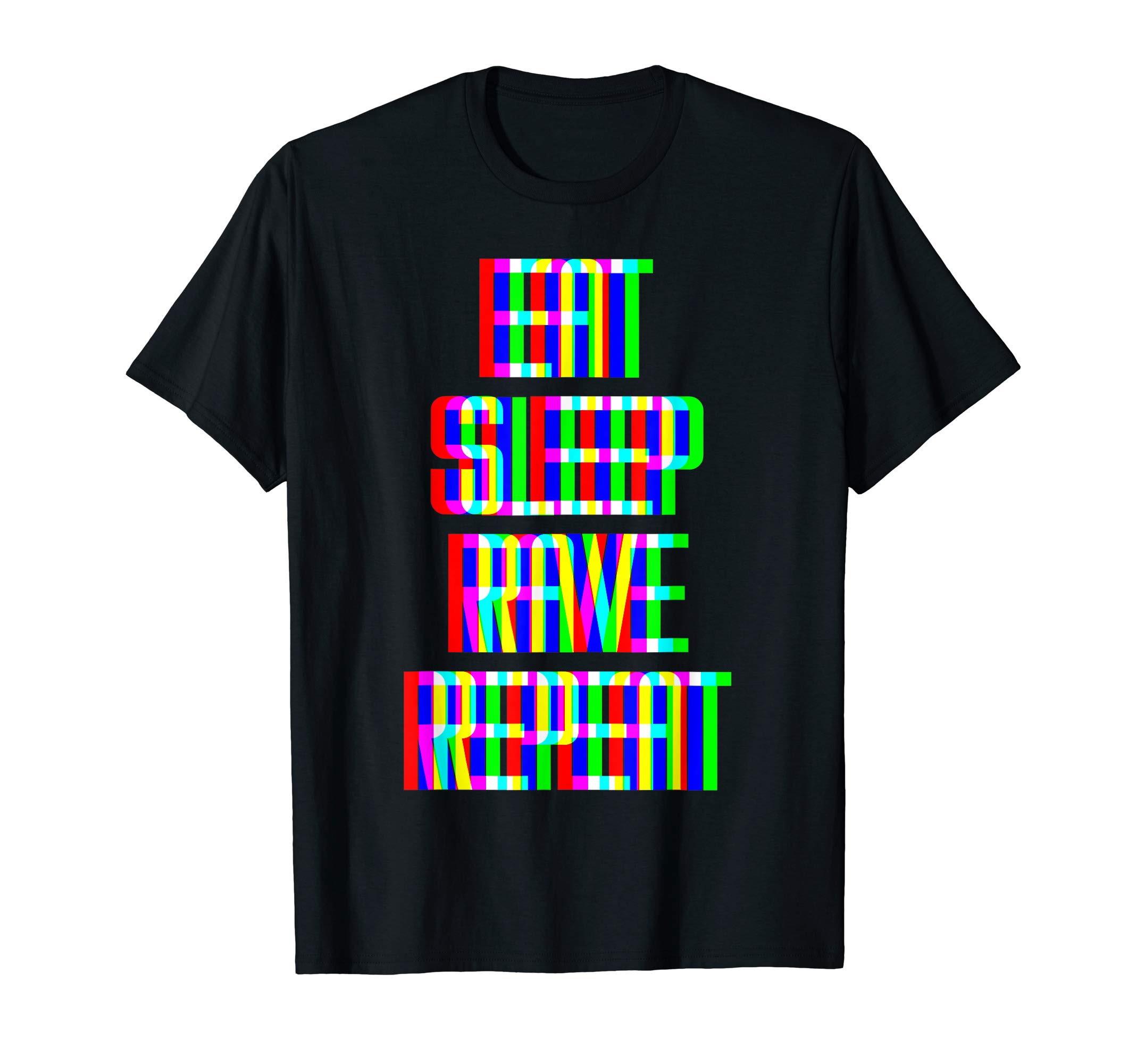 BIGUP Techno Raver DesignsEat Sleep Rave Repeat Techno EDM Raver DJ Rave Festival T-ShirtOEKO-TEX STANDARD 100