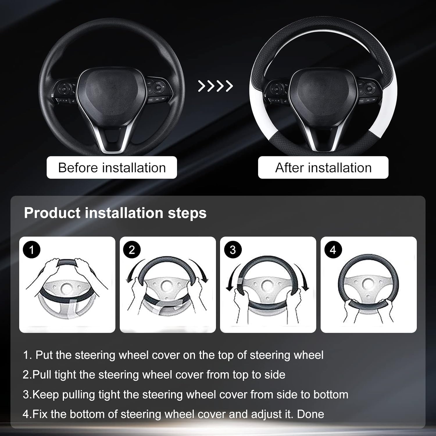 Automotive Steering Wheel Cover Leather Anti Slip Wrap 15",Purple - Image 6