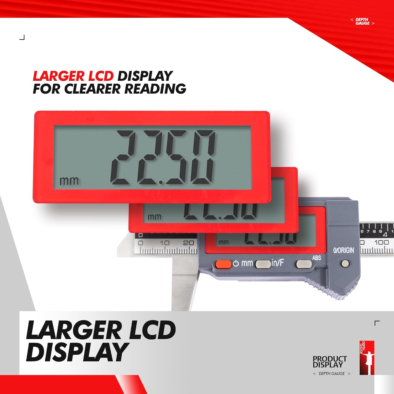 Absolute Digital Depth Caliper 0-150mm / 0-6", ±0.02mm Accuracy, 0.01mm/0.0005" Resolution, Electronic Depth Gauge with Locking Dial, Precision Measuring Tool for Machining & Inspection