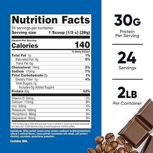 Vista 56 de Nutricost - Proteína aislada de suero de leche en polvo, sabor vainilla, 5 libras