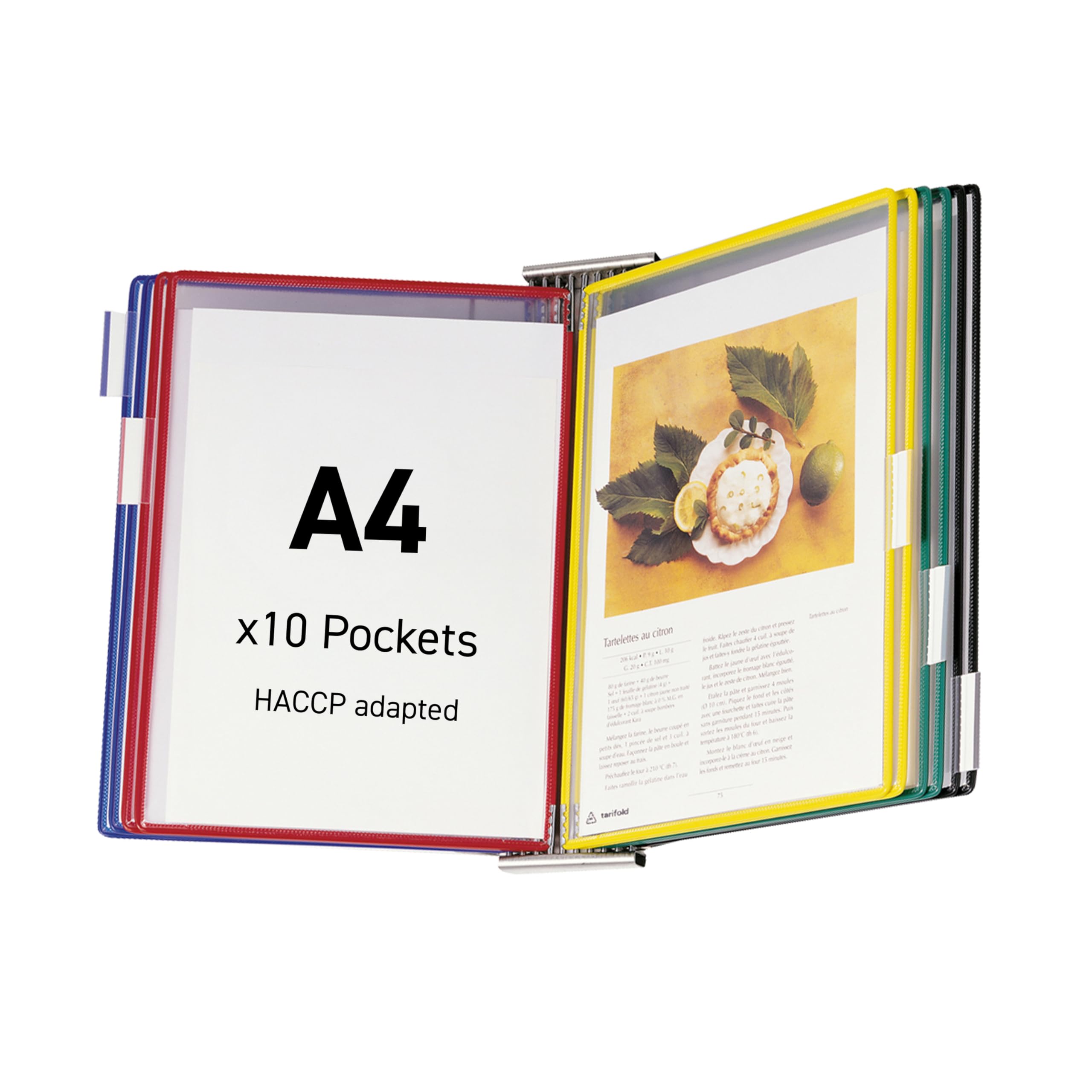 Tarifold A4 Stainless Steel Wall Display with 10 Pockets - Assorted Colours