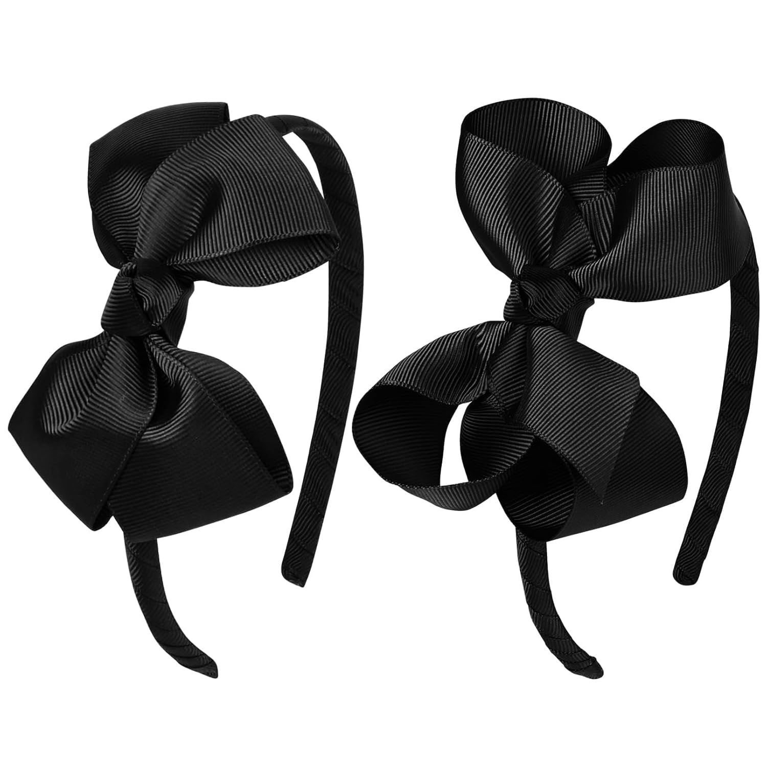 2 Pack, Grosgrain Ribbon Bow Headbands for Girls and Toddlers (Black)-picture-11