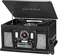 Vista 10 de Victrola Navigator 8 en 1 Reproductor clásico de discos Bluetooth con codificación USB y tocadiscos de 3 velocidades Individual
