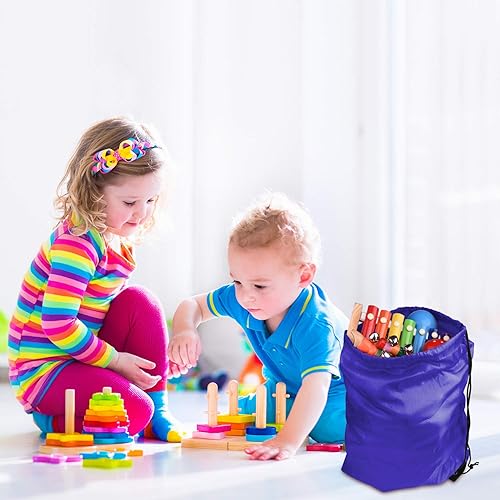 Miniatura 6 de FEPITO Bolsas con cordón de cuerda, mochila a granel, bolsa de cincha, bolsas deportivas para escuela, gimnasio, viajes, Azul