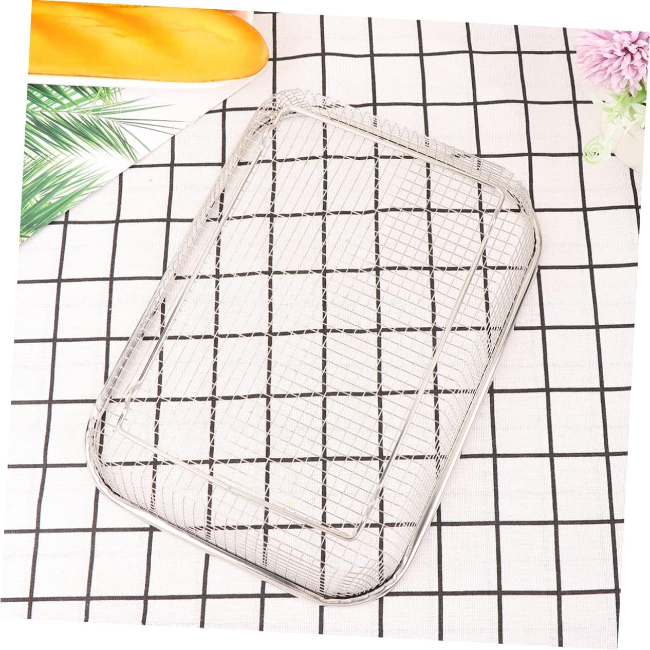 Stainless Steel Drain Basket Rectangular Kitchen Colander for Fruit and Vegetable Washing Strainer Storage Basket for Home Kitchen 12.99 X 9.44 X 2.75 in