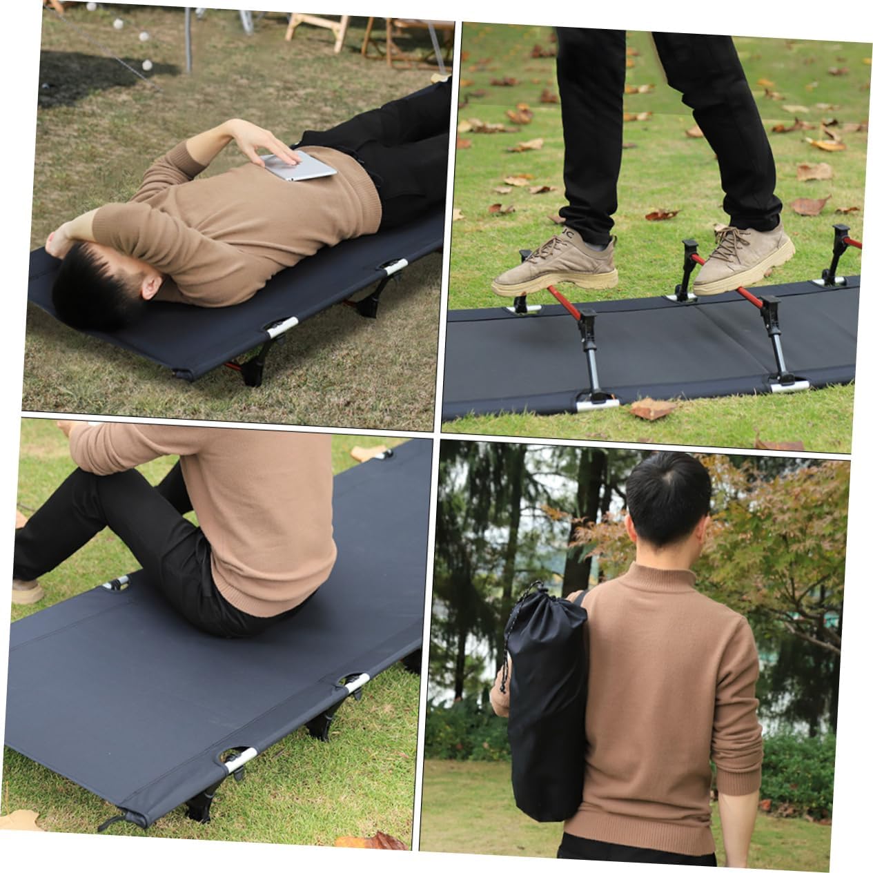 BESPORTBLE Portable Folding Camping Cot Lightweight Outdoor Bed for Guests Easy Storage Design for Camping Hiking and Beach Trips