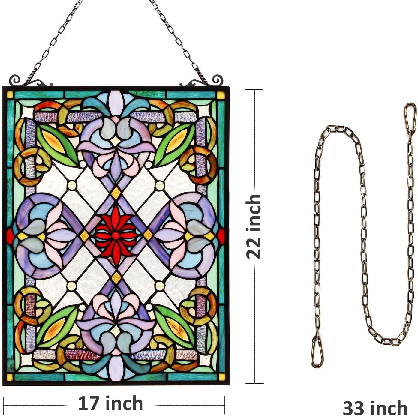 Capulina Victorian Style Window Panels - Stained Glass Suncatchers - Handicrafts for Home Window Decor