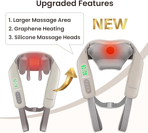 Miniatura 4 de Masajeador inalámbrico de cuello y hombros, calefacción de grafeno, almohada masajeadora de espalda Shiatsu mejorada para cuello, hombros