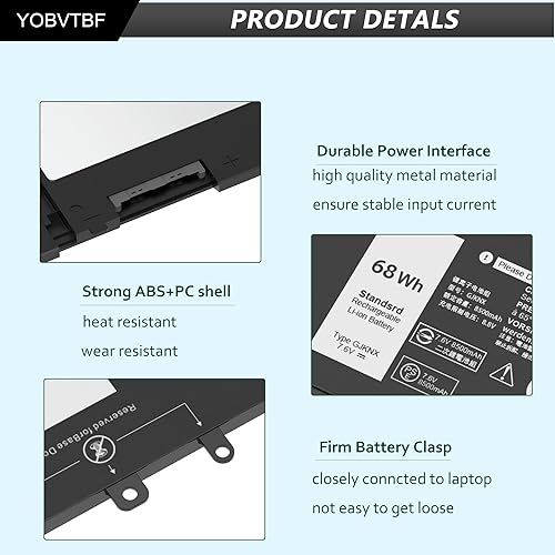 Miniatura 3 de GJKNX - Batería de repuesto para laptop Dell Latitude 5480 5580 5280 5288 5488 5590 5591 5490 5491 5495 E5480 E5580 E5490 E5590 Precision 15 3520