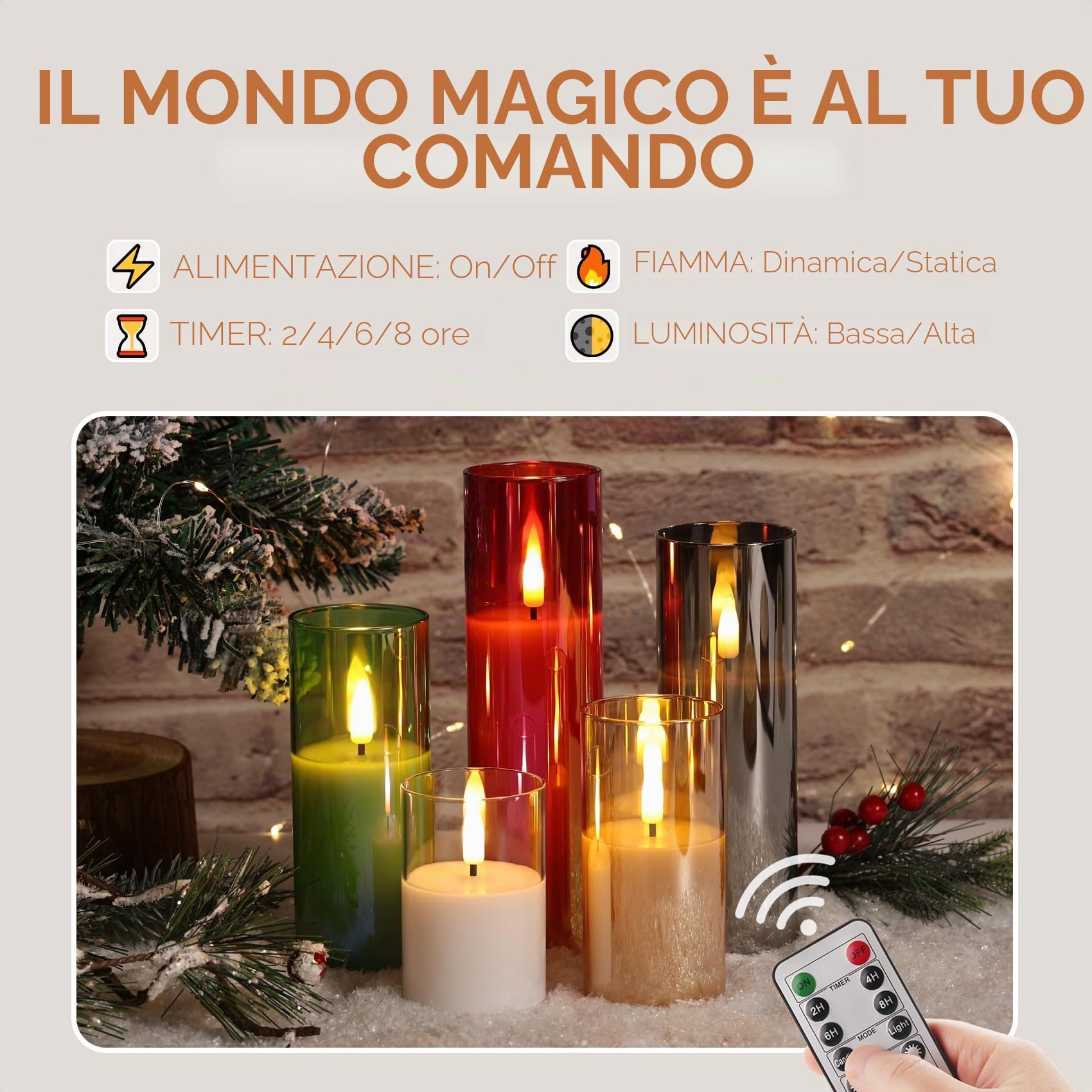 Eywamage Candele LED in vetro oro sottile con telecomando, candele votive a batteria senza fiamma tremolante a forma di cero Φ 2" H 3" 4" 5" 6" 7"
