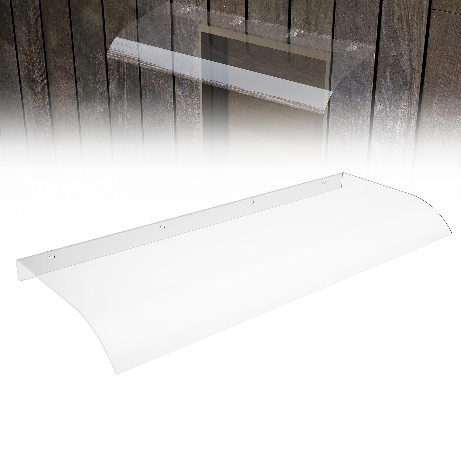 LZQ Vordach für Haustür 50x120cm Überdachung Haustürvordach aus PET Transparentes Vordach 3,5mm für Tür, Balkon, Terrasse, Fenster – UV-beständig, Regenschutz, Schneeschutz
