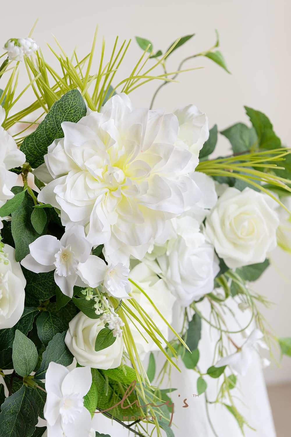 Ling's moment 2PCS White Sage Arch Flowers Artificial Floral Swags Wedding Centerpieces Faux Flower Garland Greenery Arrangements for Table Backdrop Easel Wall Entryway Outdoor Board