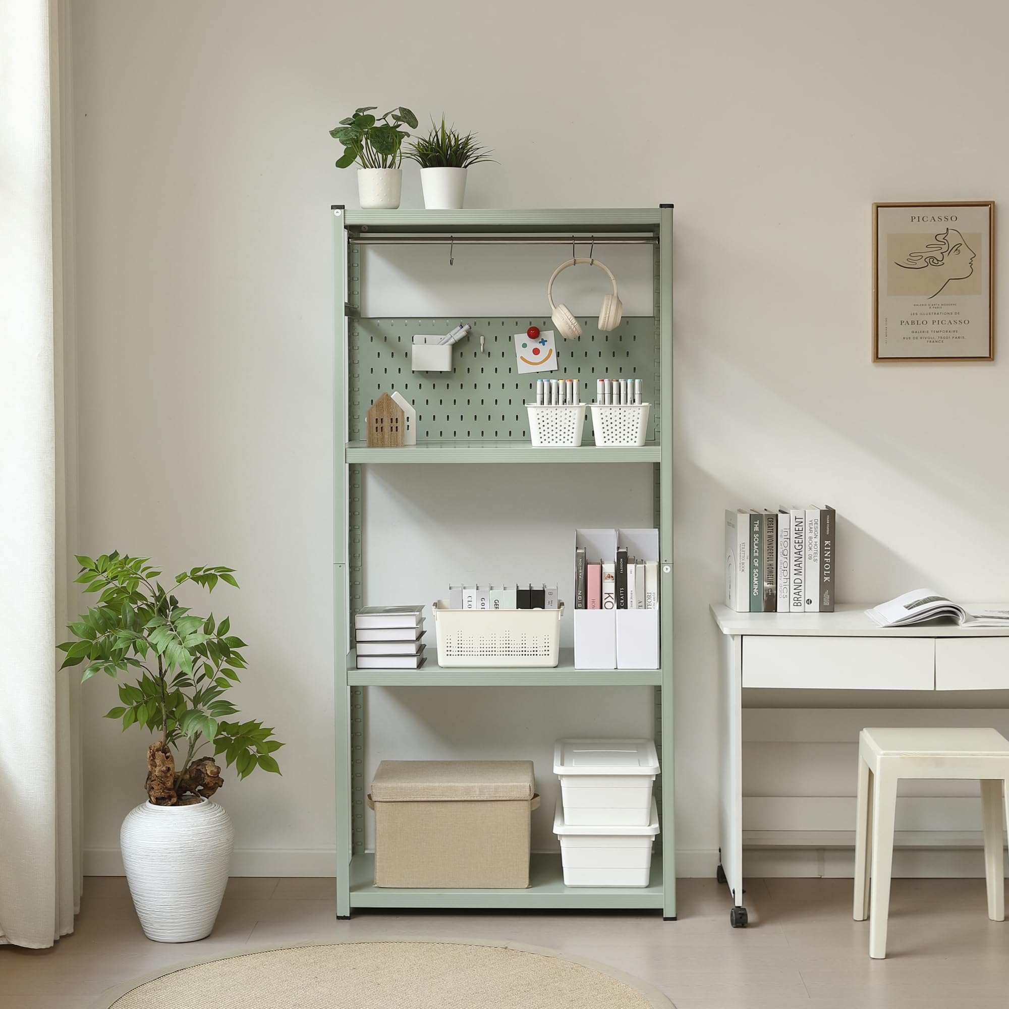 Amazon｜スチールラック 幅80cm 耐荷重400kg 5段 可動棚 分割可能 奥行