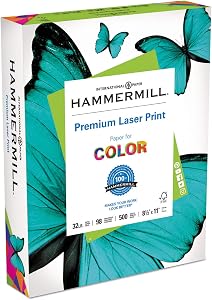 Hammermill Paper, Laser Print, 32 lb, 8.5 x 11, Letter, 98 Bright, 500 Sheets / 1 Ream (104646), Made In The USA